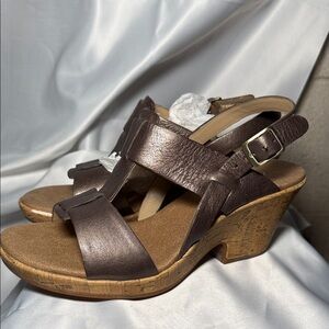 Clarks Brown Leather Wedge Sandals